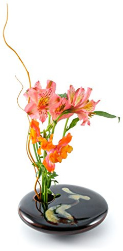 GEORGETOWN Blumentopf, Keramik Runde Ikebana Blumen Vase, schwarz Wave