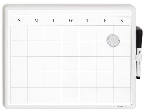 U Brands Magnetic Dry Erase Board, 36x28 cm, Moderner Weißer Rahmen, Inklusive Marker und Magnet