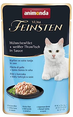 animonda vom Feinsten Katzenfutter nass mit Hühnchenfilet + weißem Thunfisch (18 x 50g), getreidefreies Katzenfutter nass ohne Zucker, mit frischen, fleischigen Zutaten