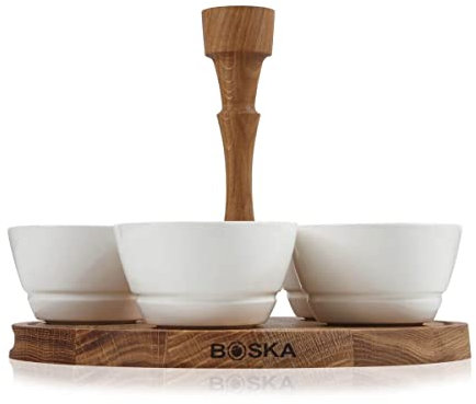 BOSKA Tischreibe Oslo/drie verschiedene Flächen/Edelstahl/Holz/Braun/Silber / 270 x 145 x 145 mm