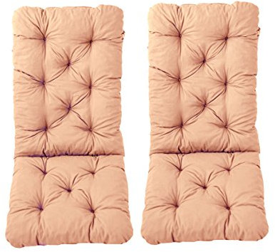 Ambientehome 2er Set Hochlehner Auflage Kissen Hanko Maxi, apricot, ca 120 x 50 x 8 cm, Rückenteil ca 70 cm, Polsterauflage