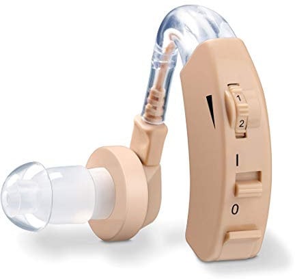 Beurer HA 20 Amplificatore Acustico Singolo, Adattamento Ergonomico dietro l'orecchio, Amplificazione rumori, Volume Regolabile, 3 accessori per l'adattamento personalizzato al canale auricolare
