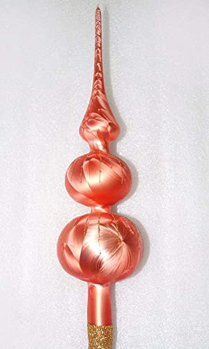 Weihnachtsbaumspitze Groß 35cm in 'Ice Lachs Gold' Regen Baumspitze Spitze Tannenbaumspitze Christbaumspitze Weihnachtsbaum Christbaum Tannenbaum Christmas Tree Top NEU