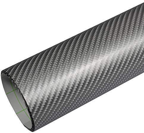 Rapid Teck® 5,26€/m Premium 4D Carbon Silber Grau 7m x 1,52m - Blasenfrei mit Luftkanälen - Auto Folierung - Car Wrapping Folie - Schwarze Folie Auto