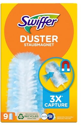 Swiffer Staubmagnet Nachfüllpackung (9 Tücher) Mit Febreze Duft, Ideal Gegen Staub, Tierhaare & Allergene