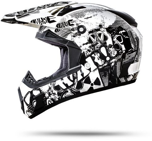 ATO Moto Nevada Weiß S 55-56cm Motocrosshelm mit ausziehbarer Sonnenblende und der neusten Sicherheitsnorm ECE 2205