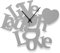 WANDKINGS Wanduhr Live, Laugh, Love aus Acrylglas, in 11 Farben erhältlich (Farbe: Uhr = Grau glänzend; Zeiger = Schwarz)