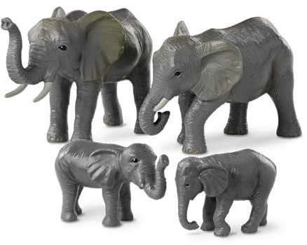 Terra Elefanten Familie Tiere Figuren – 2 großen Elefanten und 2 Babys – Tierfiguren Spielzeug für Kinder ab 3 Jahren (4 Teile)