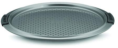 Anolon Advanced Nonstick Bakeware 13-Inch Pizza Crisper, Gray with Silicone Grips