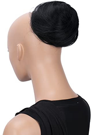 CAISHA Haardutt Eva Haarteil Zopf Haarknoten Hepburn-Haardutt Haargummi Hochsteckfrisuren Kunstfaser DM10cm Schwarz DC10