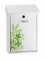 ARREGUI Premium E5608 Briefkasten aus Verzinktem Stahl, mit im Siebdruck lackiertem Blätter - Motiv Blossom, Größe M (DIN A4 Post), Wandbriefkasten für Draußen mit Einwurfklappe, Weiß mit Grün