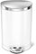 simplehuman CW1835CB 6L Semi-Round Pedal Bin, Small Bin for Bathroom Bedroom Office, Strong Steel Pedal, Silent Soft Close Lid, Inner Bucket, Fingerprint-Proof Lid, White Steel