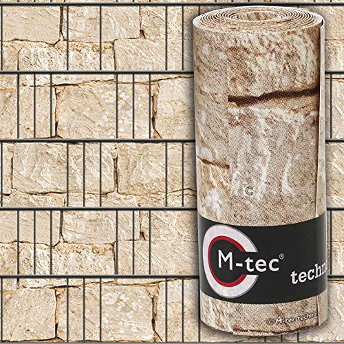 Sichtschutzstreifen mit Motiv/M-tec Print ® / PVC/Sandsteinmauer für 9 Reihen im Zaunfeld inkl. 18 Klemmschienen - SIE KAUFEN Hier DIREKT BEIM Hersteller -