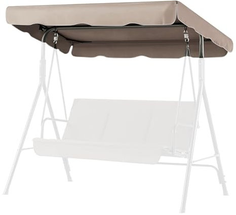 Flexzion Replacement Canopy For Outdoor Swing - 66 x 45 / 1.68m x 1.14m 2 Seat Bench Glider Swings Shade Fabric UV Weather Waterproof For Outdoor Garden Patio Yard Park Porch Seat Furniture, Beige