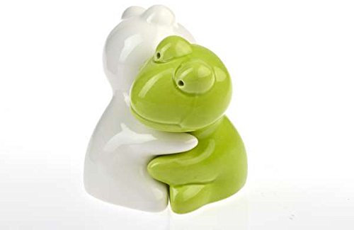 by-Bers.de Hundefreund, Tierfreund, Tierliebhaber, Salzstreuer im Frosch Design in hellgrün/weiß, die ungewöhnlichsten Salzstreuer