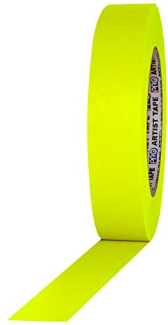 ProTapes 840178006448 Artist Flat back Printable Paper Board/Console Tape, 60 yd. Length x 1 Width, Fluorescent Yellow