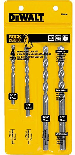 DEWALT Masonry Drill Bit Set, Percussion, 4-Piece (DW5204)