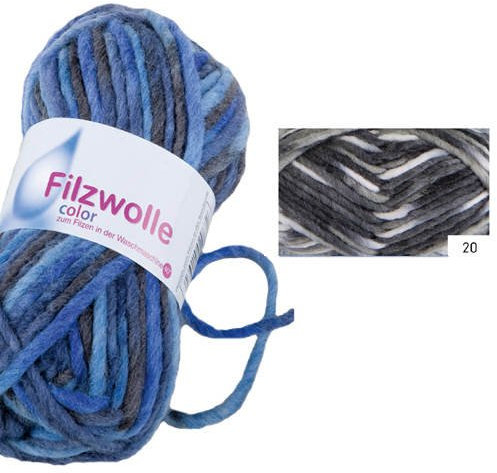 Gründl Wolle Filzwolle Color zum Stricken und Filzen - Wolle zum Stricken aus 100% Schurwolle - 1 x 50 g - schwarz-grau-weiß Multicolor