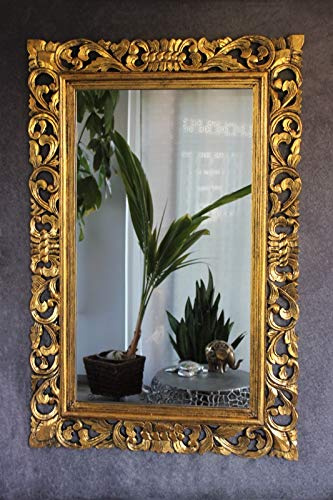 Barockspiegel Wandspiegel Rokoko Barock Holzrahmen geschnitzt Gold antik 120cm x 80cm
