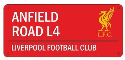 Schild aus Metall im Straßenschild-Stil, offizieller Fußball-Fanartikel, verschiedene Mannschafts-Designs zur Auswahl, farbig, Metall, Liverpool, 40 x 18 cm