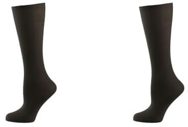 Nur Die Knie Cotton 60 DEN blickdichte Kniestümpfe in matter Optik aus Baumwolle bequemer Bund Damen, schwarz, one size
