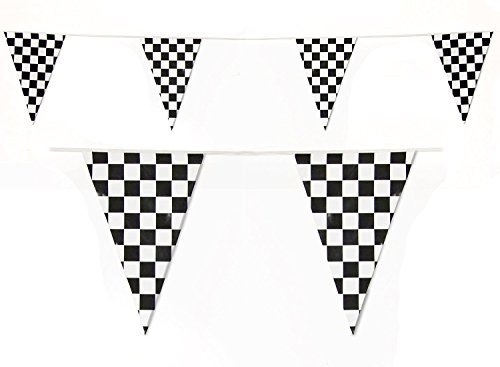 Superstars Black and White Chequered Flag Motor Race Bunting 10 metres