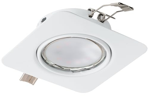 EGLO recessed spotlight Peneto, White Steel Spot | Recessed Light with GU10 Socket, LED Bulb Included, Flat Adjustable recessed spotlight, L x W 8.7 cm