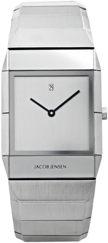 Jacob Jensen Sapphire Series Herren-Quarzuhr mit silbernem Zifferblatt, Analog-Anzeige und silbernem Edelstahlarmband 552, Silber/Silber, Armband