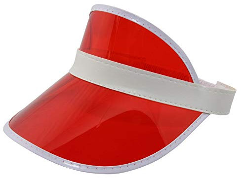 Freak Scene Retro Schildkappe - Sun Visor Cap - 80s Poker Visier Mütze - Farbe: rot-weiß