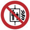 Aufkleber ASR-A1-3 (DIN EN ISO 7010) P020 Aufzug im Brandfall nicht benutzen 10 x 10 cm