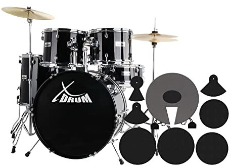 XDrum Semi 22 Standard Schlagzeug Midnight Black - 22 BD, 12 TT, 13 TT, 16 FT, 14 SD - Set inkl. Dämpfer - Schwarz