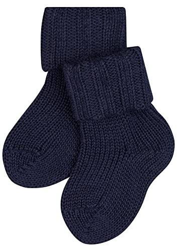 FALKE Flausch B So lana cotone tinta unita 1 paio, Calzini Unisex - Bimbi 0-24, Blu Dark Navy 6370, 74-80