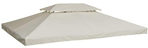 Outsunny Techo de Repuesto para Cenador 4x3 m Cubierta de Repuesto con Techo Doble 10 Orificios de Drenaje y Protección UV Toldo de Recambio para Pabellón Gazebo Crema