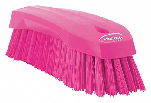 Vikan große Scheuerbürste, Waschbürste mit harten Borsten, 20 cm lang, ergonomisch, pink