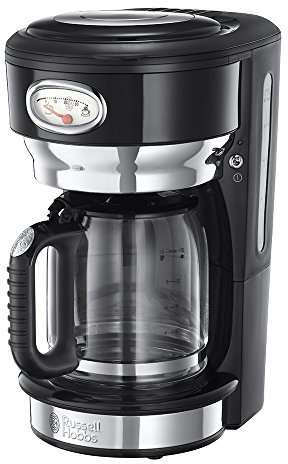 Russell Hobbs Retro Stainless Steel Coffee Maker – with Mug Crystal Vase Black