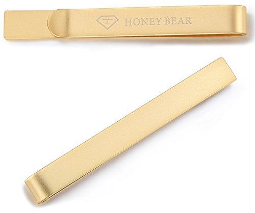 HONEY BEAR Homme Pinces à Cravate - Taille Normale Cadeaux de Mariage d'affaires,5.4cm (Or Mat 5.4cm)