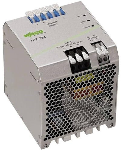 WAGO 787-734 1-Phase, 20A Output Current, 24VDC Output Voltage, 6.00MM, ECO, Switched-Mode Power Supply