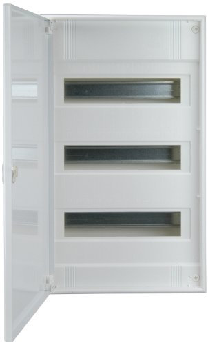 UNITEC Aufputz-Verteiler mit Tür, Sicherungskasten, Kleinverteiler, IP30, 3x12+2 Module, weiß