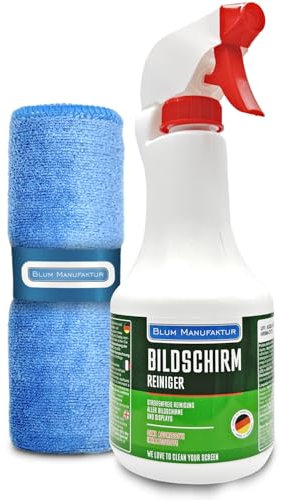 Blum Manufaktur - 500ml Pulizia dello schermo + panno microfibra. Pulizia perfetta di tutti gli schermi e display. Senza striature e senza strisce.
