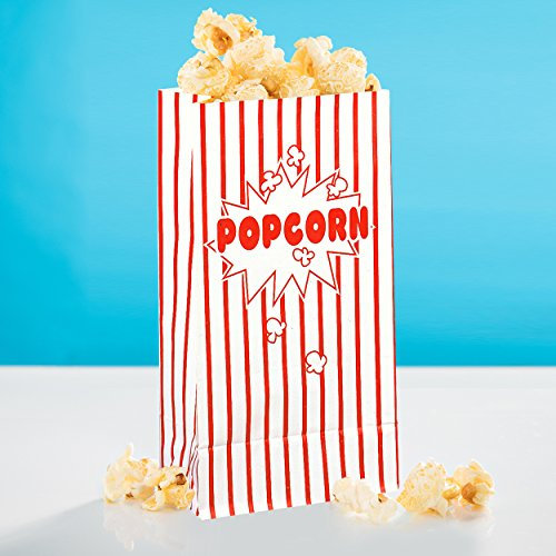 PartyMarty 20x Popcorn Tüte Rot-Weiß Gestreift Classic - 13 x 25 cm - Popcorn Box für Kinoabend, Hollywood Party & Co GmbH®