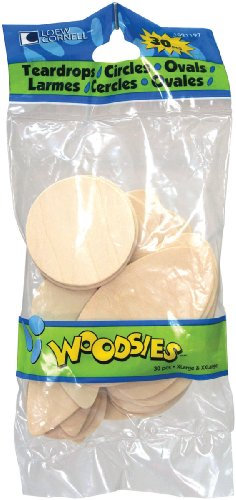 Loew-Cornell Simply Art Wood Jumbo Teardrops, Ovals, and Circles Variety Pack 30 ct.