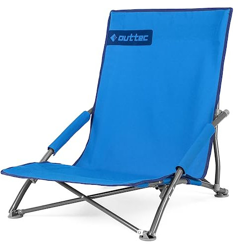Outtec Campingstuhl Klappstuhl Faltbar - Camp Garten Balkon Strand Camping - Stuhl Sessel Gartenstuhl - Touristischer Sessel mit Liegefunktion - Tragetasche - Klappbarer Stuhl - Blau