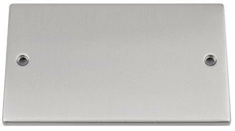 Electrical Blanking Plate Double 2 Gang - Satin Brushed Chrome - Square