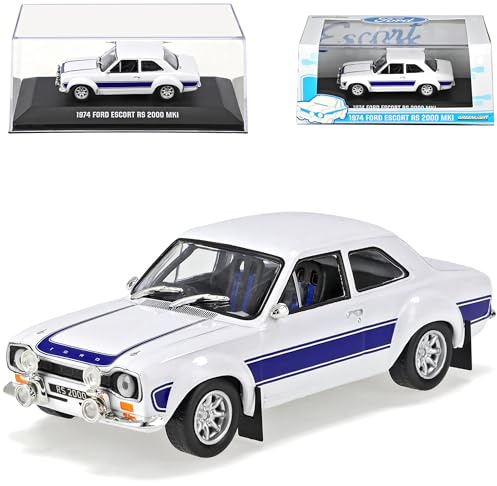 Greenlight Ford Escort RS 2000 MKI Coupe Weiss 1967-1974 1/43 Modell Auto mit individiuellem Wunschkennzeichen