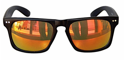 Gil SSC Nerd Retro Brille Sonnenbrille Schwarz Verspiegelt (W 2 Schwarz Rot)