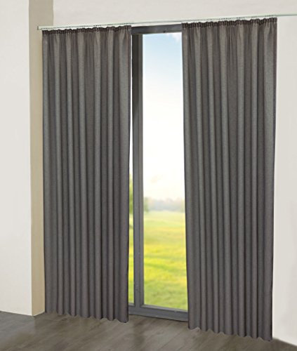 Sun World Farbmuster Maßgeschneiderte Deko-Gardine, Maßanfertigung von 70cm bis 330cm Höhe, Grau (25cm)