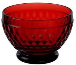 Villeroy & Boch Boston Coloured Dessert Bowl, 430 ml, Crystal Glass, Transparent/Red
