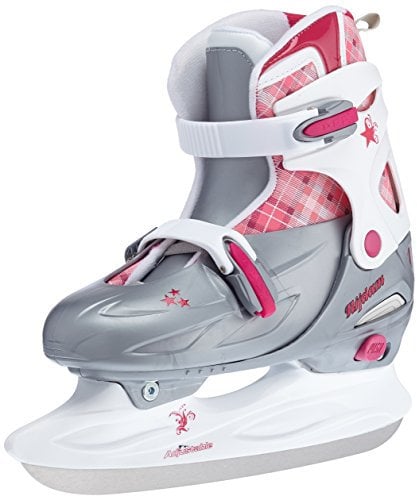 Nijdam Kinder Kindereishockeyschlittschuhe Verstellbar Eishockeyschlittschuhe, Silber/Weiß/Rosa, 38-41
