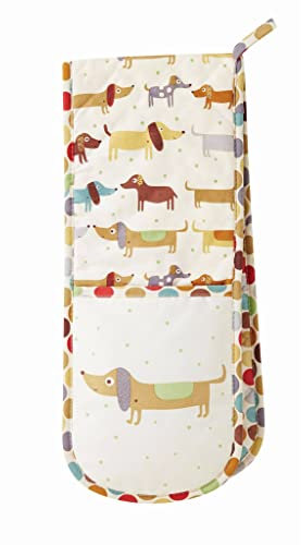 Ulster Weavers Hot Dog Cotton Double Oven Gloves - With Fun, Retro Sausage Dog Hand Drawn Design - 100% Cotton, Double Oven Mitts - Cooking Gifts for Bakers & Chefs - Homeware & Kitchenware Range