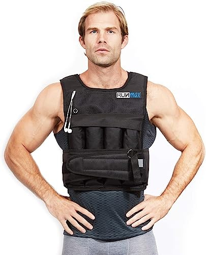 RUNMax Weighted Vest, 6lb/8lb/10lb/12lb/16lb/20lb/40lb/50lb/60lb/50lb/60lb/80lb/100lb/120lb/150lb Weight Vest for Workout, Strength Training, Running, Fitness, Muscle Building, Weight Loss, Weightlifting
